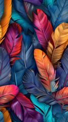 Leinwandbilder - array of vibrant feathers forms a seamless pattern, ideal for nature-inspired designs