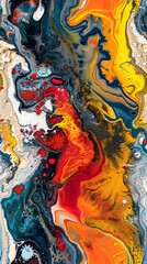 Poster - Colorful abstract background with swirling patterns created by a mixture of paints