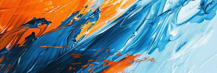 Aufkleber - Vibrant Abstract Canvas Featuring Bold Blue and Orange Strokes Overlaid With Energetic Textures and Swirls at Creative Design Studio