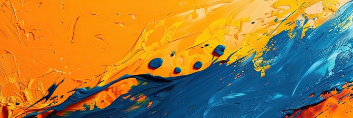 Poster - Energetic Abstract Artwork Featuring Bold Strokes of Electric Blue and Sunny Orange