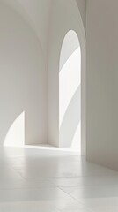 Poster - Sleek Minimalist Interior Design With Soft Light and Elegant Arched Window