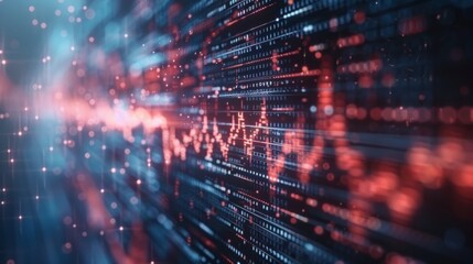 Aufkleber - A computer screen with a red and blue line that is filled with dots