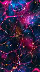 Poster - glowing lines creating a network of interconnected nodes on abstract background, representing commun