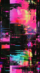 Poster - Modern and technological design featuring a vibrant and abstract seamless pattern with distorted shapes
