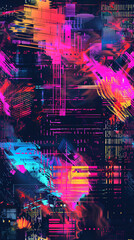 Aufkleber - Vibrant seamless pattern with a modern and dynamic design, featuring a fusion of colorful geometric shapes