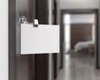 © DZMITRY - The illustration shows a blank door hanger flyer with white tags for a room in a hotel, resort, or home, isolated for design purposes.