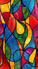 Aufkleber - Seamless stained glass pattern is featuring vibrant colors and sparkles, creating a kaleidoscopic effect