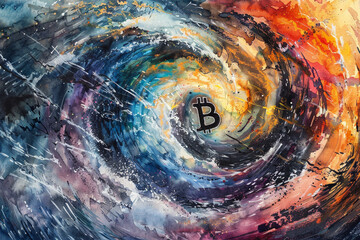 Poster - A colorful swirl with a B in the middle