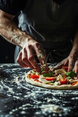 Wall Mural - Photorealistic chef makes pizza Generative AI