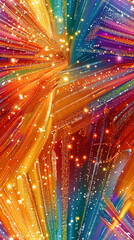 Leinwandbilder - Vibrant wavy lines and sparkling particles on abstract background