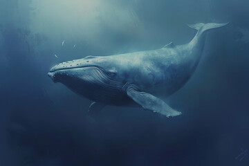 Wall Mural - A whale is swimming in the ocean