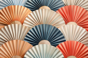 Poster - A collection of colorful paper fans arranged in a pattern