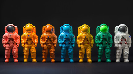 Wall Mural - A row of colorful space suits are lined up