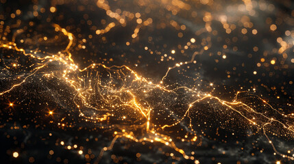 Poster - A black and gold background with a lot of sparkles