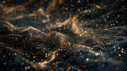 Wall Mural - The image is a black and gold background with a lot of sparkles