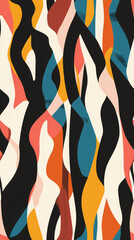 Poster - Bold and vibrant abstract seamless pattern with organic and flowing shapes, creating a visually captivating design