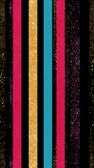 Poster - Repeating seamless glitter stripes pattern with gold, pink, blue and black, ideal for fashion, crafts, and decor