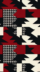 Poster - Modern textile design with seamless houndstooth pattern and geometric shapes
