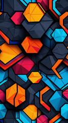 Poster - Contemporary seamless design with vibrant geometric shapes on a dark backdrop