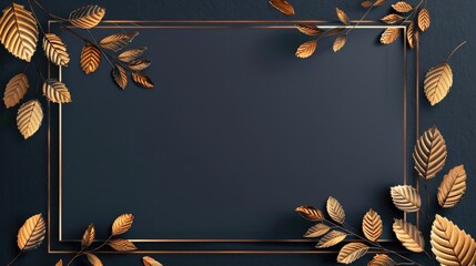 Wall Mural - Stylish template for wedding invites with golden leaf design