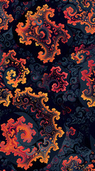 Poster - Colorful and detailed fractal art design creating a seamless pattern