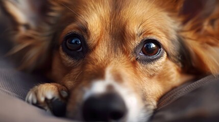 Wall Mural - Adorable mixed breed dog close up portrait