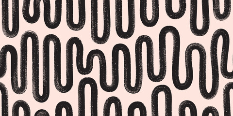 tbold wavy grunge lines. horizontal black hand drawn brush strokes vector seamless pattern. geometri