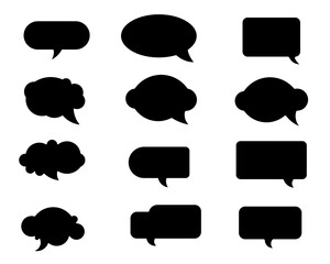 Poster - set of vector speech bubble labels. retro color special offer design elements, chat emblem, black ca