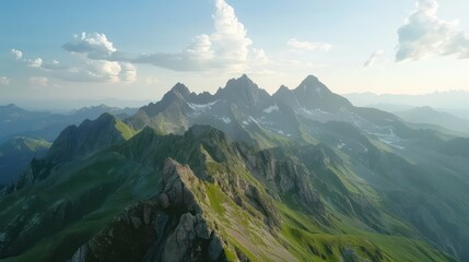 Poster - The mountains are covered in snow and the sky is clear. The mountains are very tall and the view is breathtaking