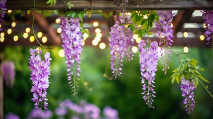 Aufkleber - A vine covered trellis with purple flowers hanging from it