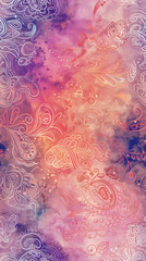 Aufkleber - Watercolor paisley and floral motifs in a seamless surface pattern design on a vibrant background