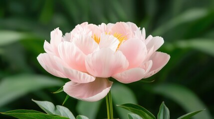 Aufkleber - A pink flower with yellow center. The flower is in a green field. The flower is the main focus of the image