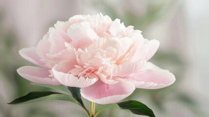 Aufkleber - A pink flower with green leaves. The flower is the main focus of the image. The background is blurry, which gives the impression of a close-up of the flower