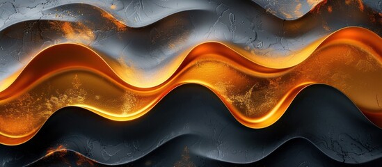 Poster - Abstract Wavy Pattern of Gold and Black