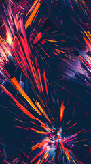 Aufkleber - Vibrant shapes bursting from the center against a dark abstract backdrop