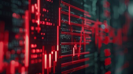 Aufkleber - A computer screen with red lines and numbers