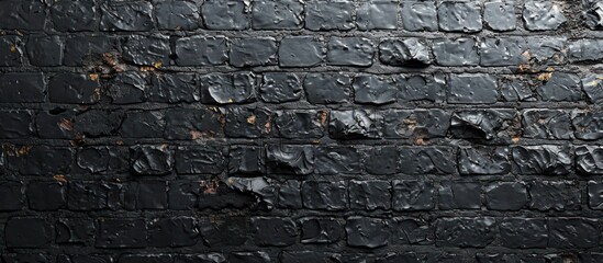 Poster - Black Brick Wall with Gold Accents