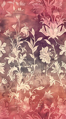Poster - Seamless floral pattern repeating on textured grunge background, great for using on packaging, fabric design and more