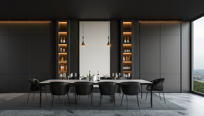 Wall Mural - Sleek dining room with smart storage