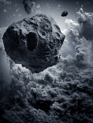 Wall Mural - asteroids in space,3d illustration