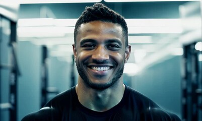 Canvas Print - Portrait of a young african american man smiling in gym