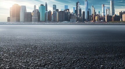 empty urban asphalt road exterior with city buildings background new modern highway concrete constru