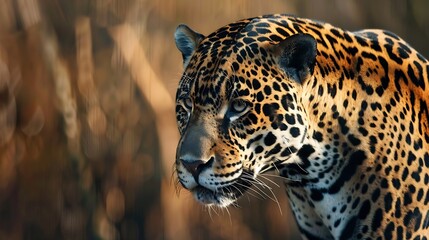 Wall Mural - American jaguar on the hunt Wild nature in the Pantanal : Generative AI