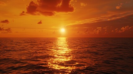 Poster - Beautiful orange sunset over the ocean : Generative AI