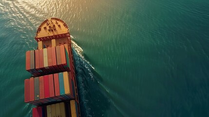 Poster - Aerial view of the freight shipping transport system cargo ship container international transportation Exportimport business logistics transportation industry concepts : Generative AI
