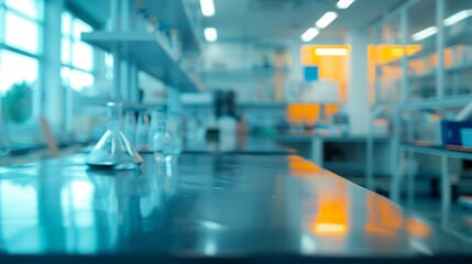Fototapete - Abstract blurred science lab interior room blurry working space with defocused : Generative AI