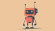 © maxidesign - 赤いボディのレトロなロボットをアニメキャラクター風に描いたAI生成画像
