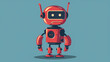 © maxidesign - 赤いボディのレトロなロボットをアニメキャラクター風に描いたAI生成画像