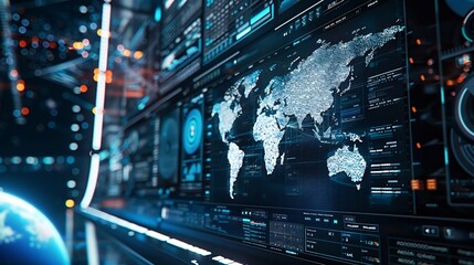 Poster - Analyst utilizing technology and dashboard with charts data science and Big Data technology for business Strategic data management system with KPI organization performance with technol : Generative AI