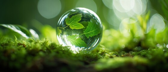 Wall Mural - world environmental health day. a glass sphere with a forest inside it.